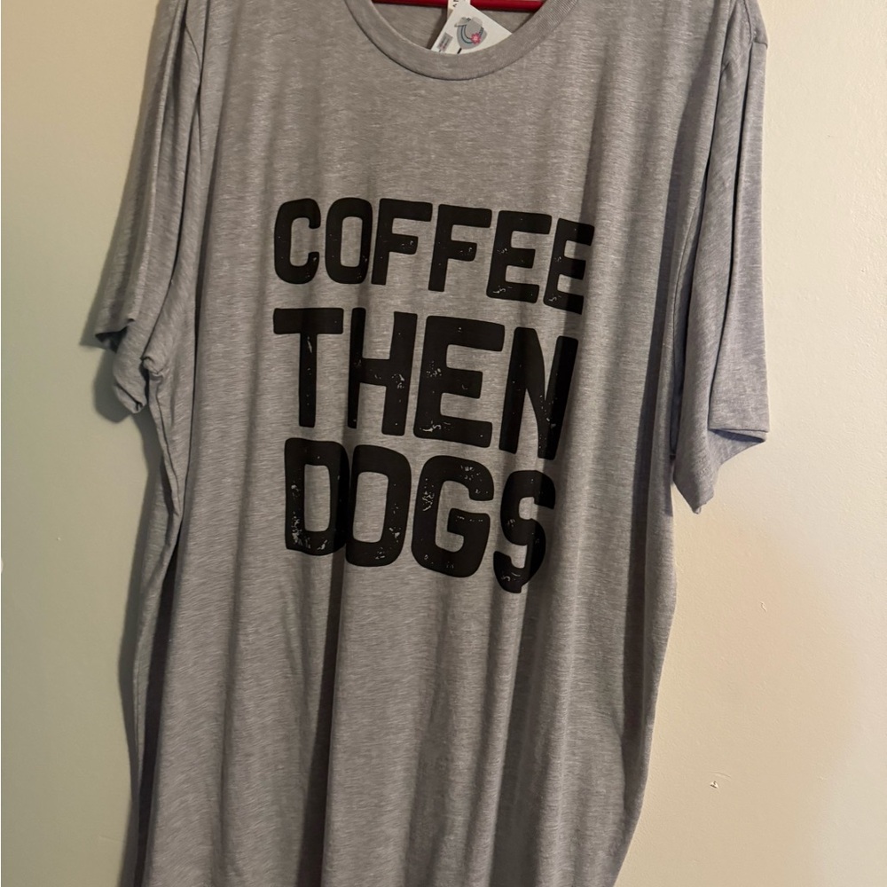 Casual Gray Graphic Tee - Coffee Then Dogs